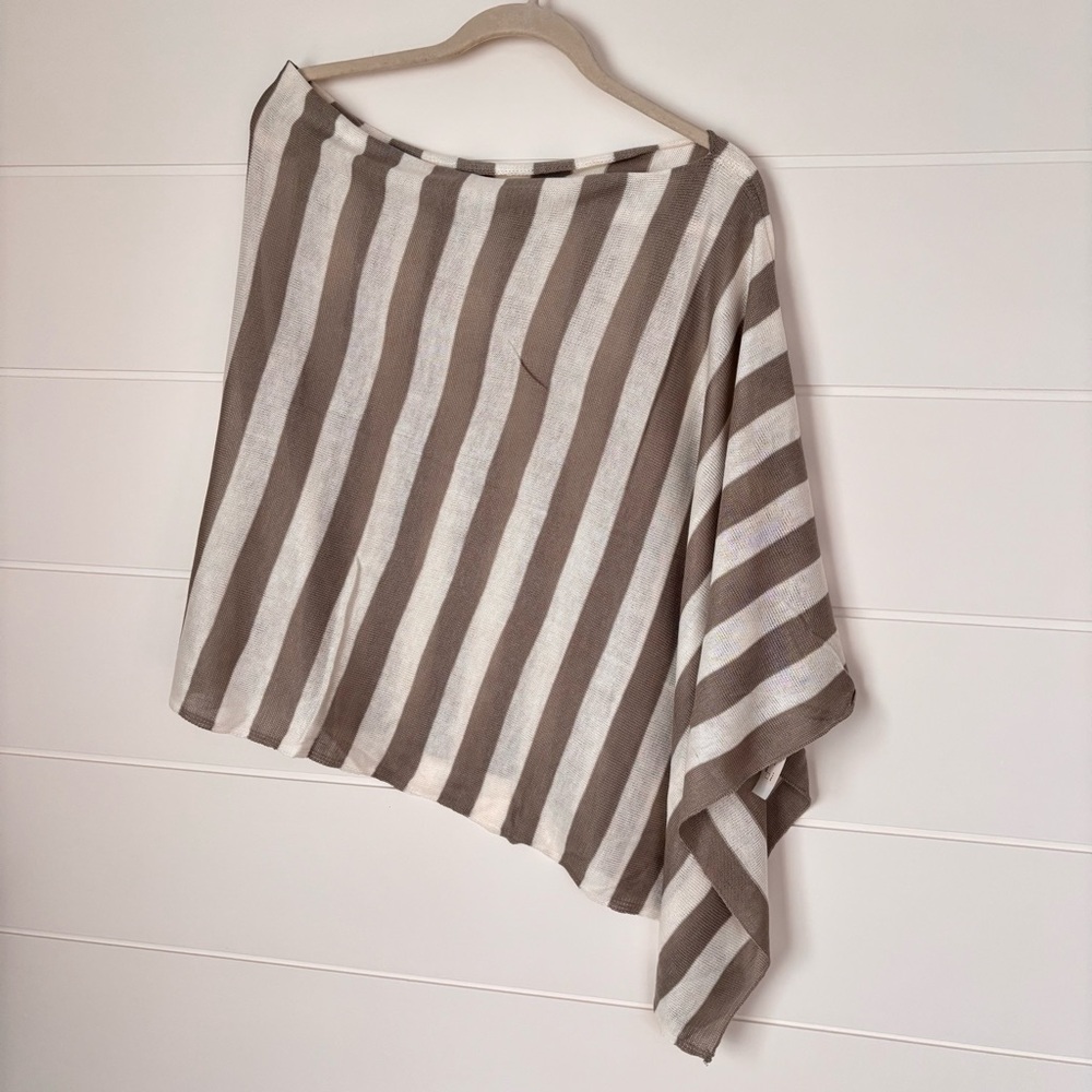 Elietian Striped Knit Lightweight Poncho NEW
